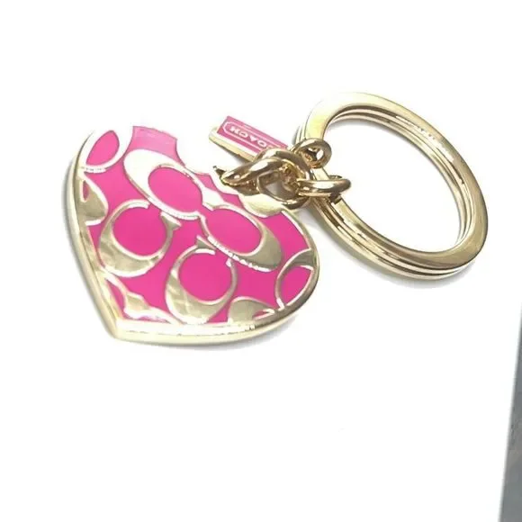 COACH Pink Gold Heart Key Chain / Purse Fob - Picture 7 of 9